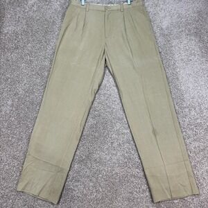Tommy Bahama Mens Pants 34x34 Silk Blend Tan Pleated Dress Pants Casual Trousers